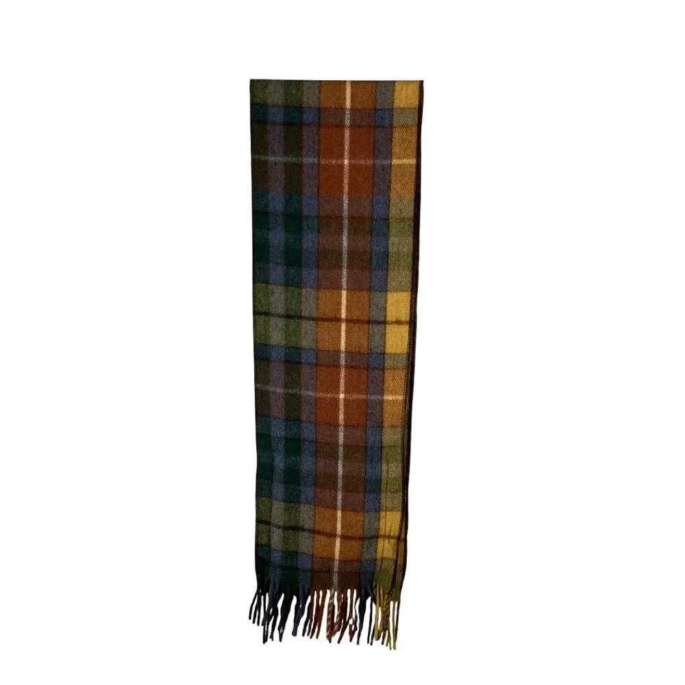 Patrick King Woollen Co. Deluxe Wool Tartan Plaid Scarf Pockets Fringe Preppy